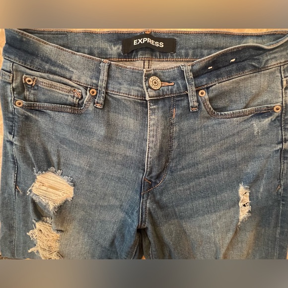 Express Super Stretch Destroyed Skinny Jeans - Picture 6 of 7